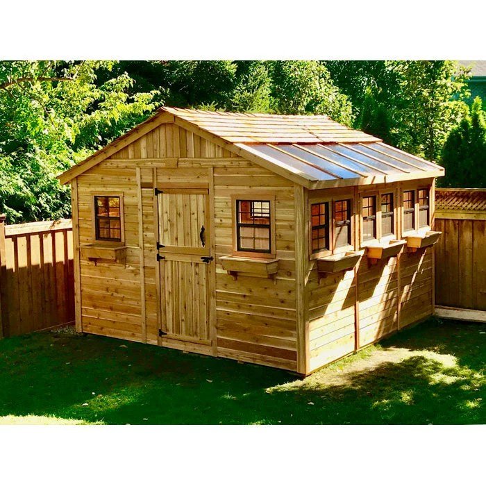 12 ft. w x 12 ft. d cedar wood sunshed garden shed