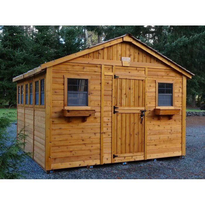 12 ft. w x 12 ft. d cedar wood sunshed garden shed