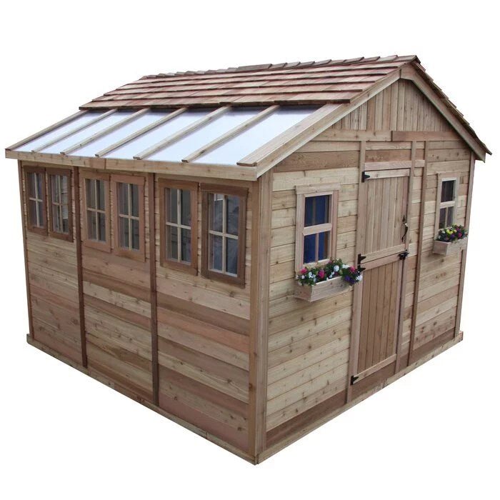 12 ft. w x 12 ft. d cedar wood sunshed garden shed