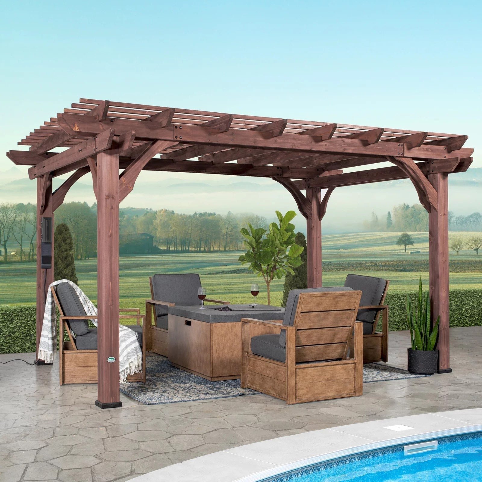 14×10 somerville pergola – walnut stain 14×10 somerville pergola – walnut stain